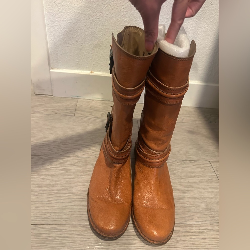 FRYE Womens Motorcycle Biker Engineer Buckle Brown Boots Size 6 B